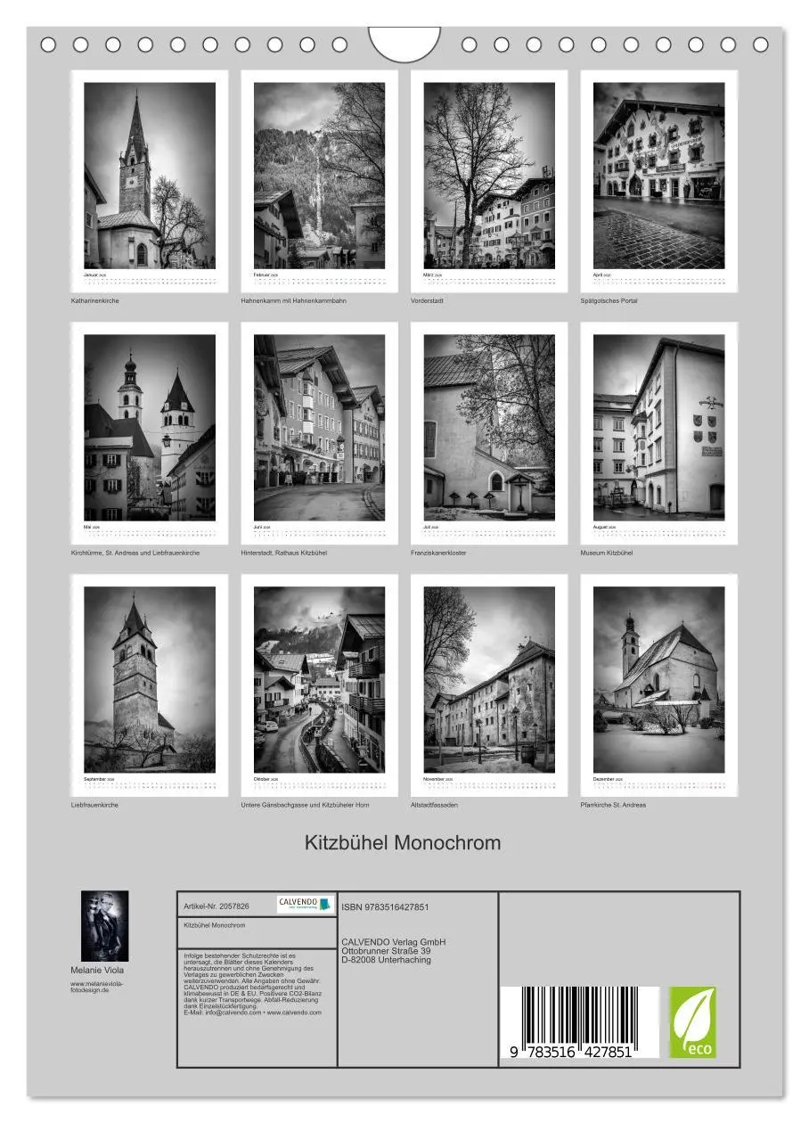Bild: 9783516427851 | Kitzbühel Monochrom (Wandkalender 2026 DIN A4 hoch), CALVENDO...