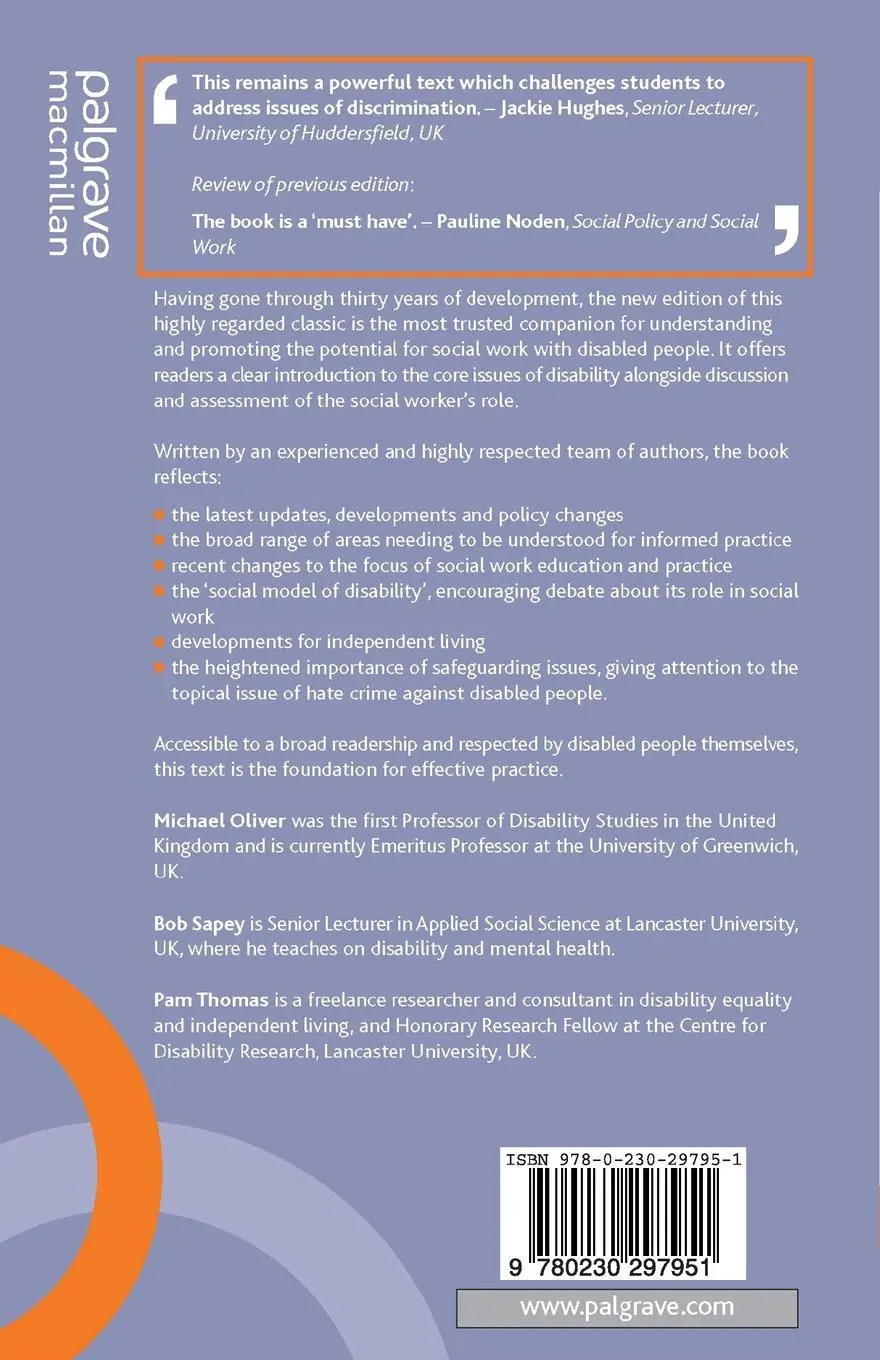 Rückseite: 9780230297951 | Social Work with Disabled People | Michael Oliver (u. a.) | Buch