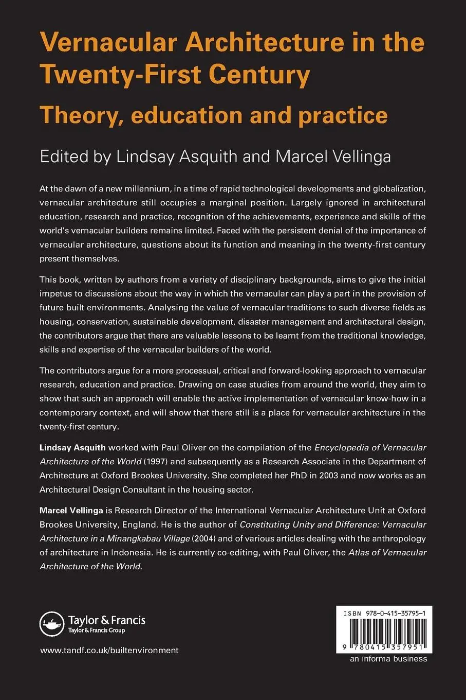 Rückseite: 9780415357951 | Vernacular Architecture in the 21st Century | Lindsay Asquith (u. a.)