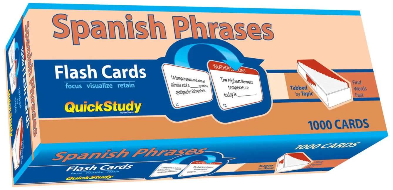 Cover: 9781423247951 | Spanish Phrases Flash Cards (1000 Cards) | A Quickstudy Reference Tool