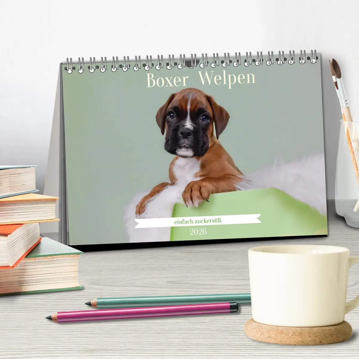 Bild: 9783457327951 | Boxer Welpen einfach zuckersüß (Tischkalender 2026 DIN A5 quer),...
