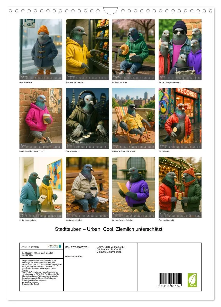 Bild: 9783516657951 | Stadttauben - Urban. Cool. Ziemlich unterschätzt. (Wandkalender...