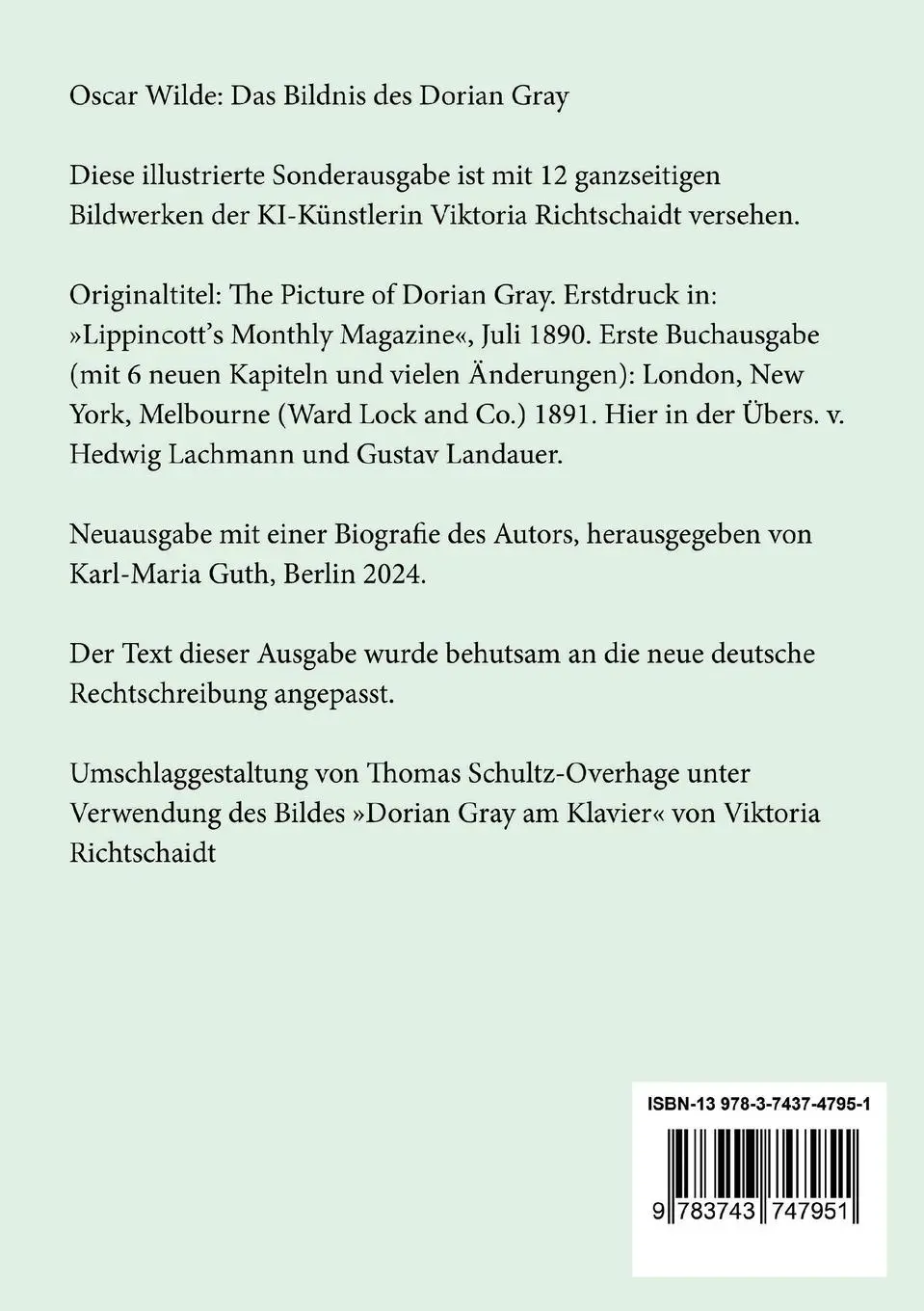 Rückseite: 9783743747951 | Das Bildnis des Dorian Gray | Oscar Wilde | Taschenbuch | 236 S.