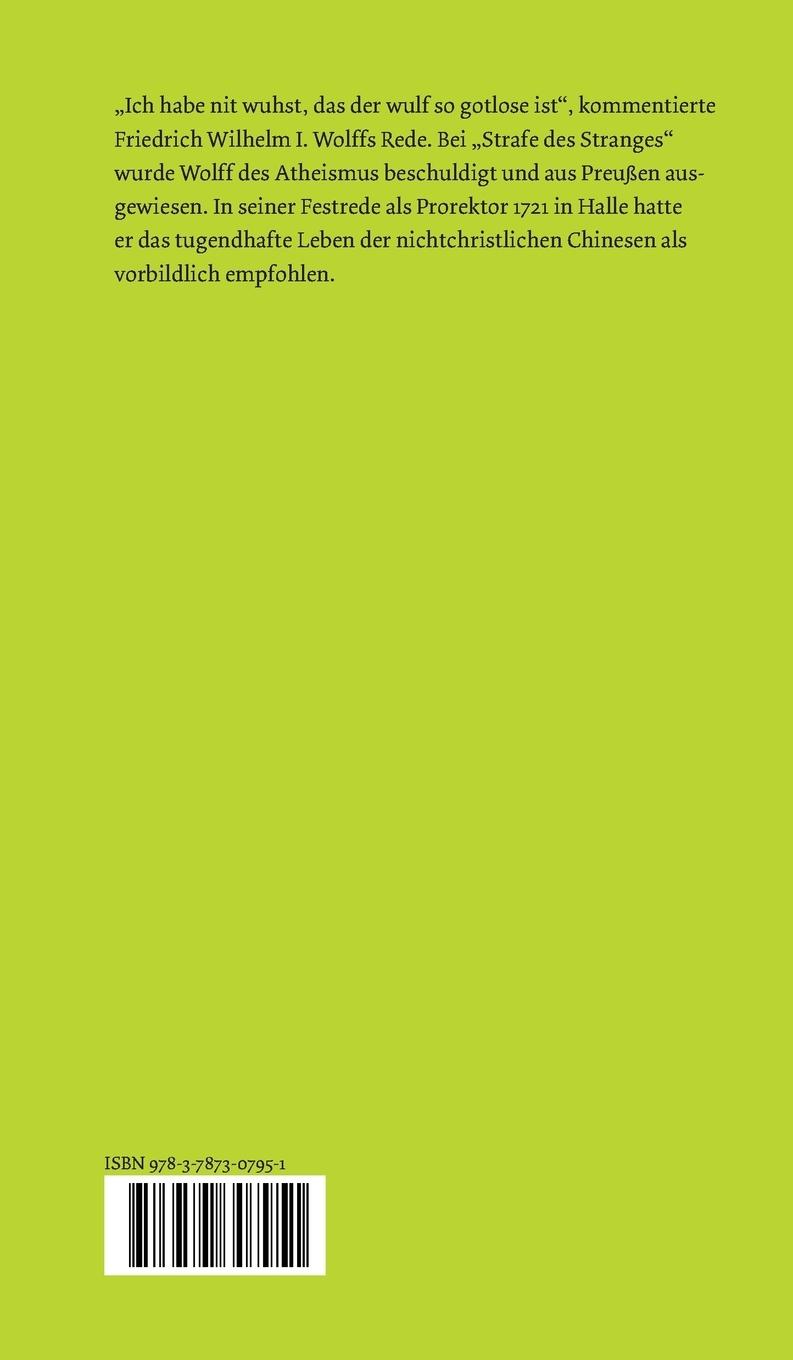 Rückseite: 9783787307951 | Rede über die praktische Philosophie der Chinesen | Christian Wolff