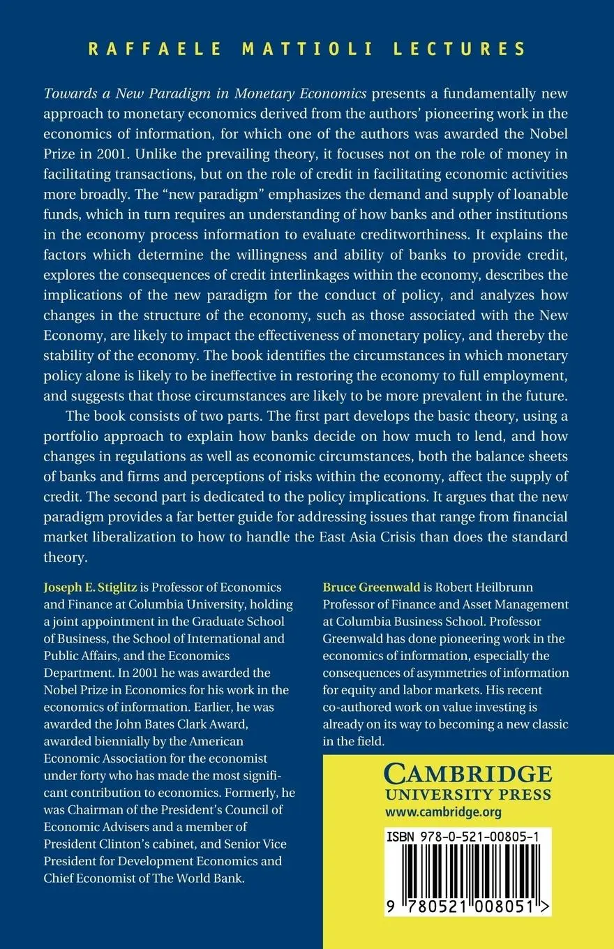 Rückseite: 9780521008051 | Towards a New Paradigm in Monetary Economics | Stiglitz (u. a.) | Buch