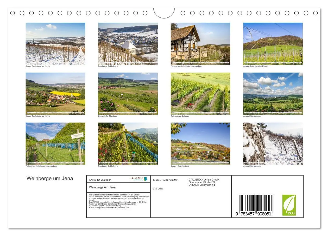 Bild: 9783457908051 | Weinberge um Jena (Wandkalender 2026 DIN A4 quer), CALVENDO...