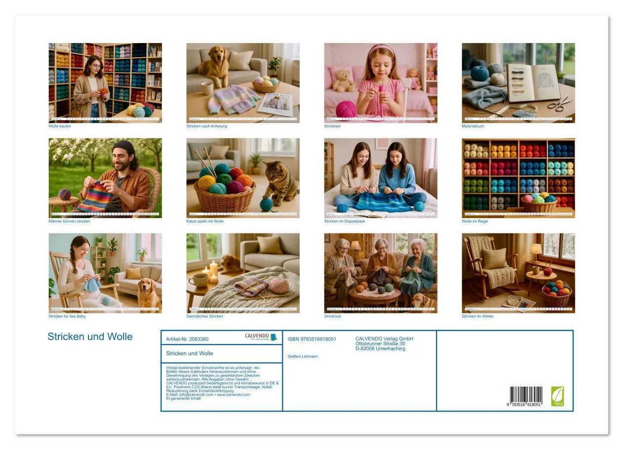 Bild: 9783516618051 | Stricken und Wolle (Wandkalender 2026 DIN A2 quer), CALVENDO...