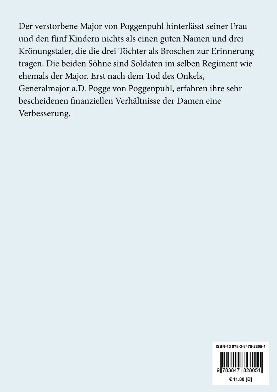 Rückseite: 9783847828051 | Die Poggenpuhls (Großdruck) | Roman | Theodor Fontane | Taschenbuch