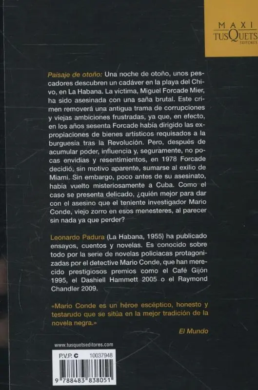 Rückseite: 9788483838051 | Paisaje de otoño | Leonardo Padura | Taschenbuch | Spanisch | 2014
