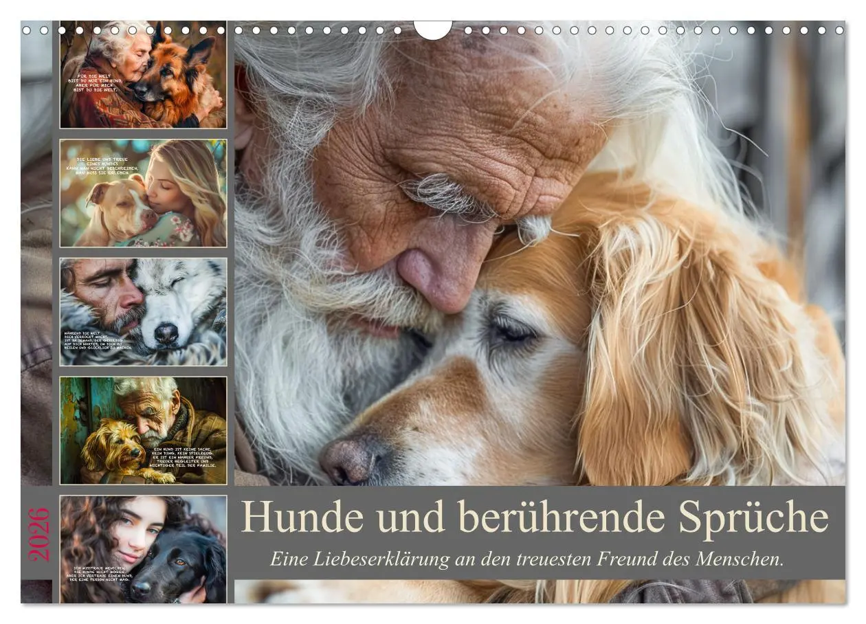 Cover: 9783457378151 | Hunde und berührende Sprüche (Wandkalender 2026 DIN A3 quer),...