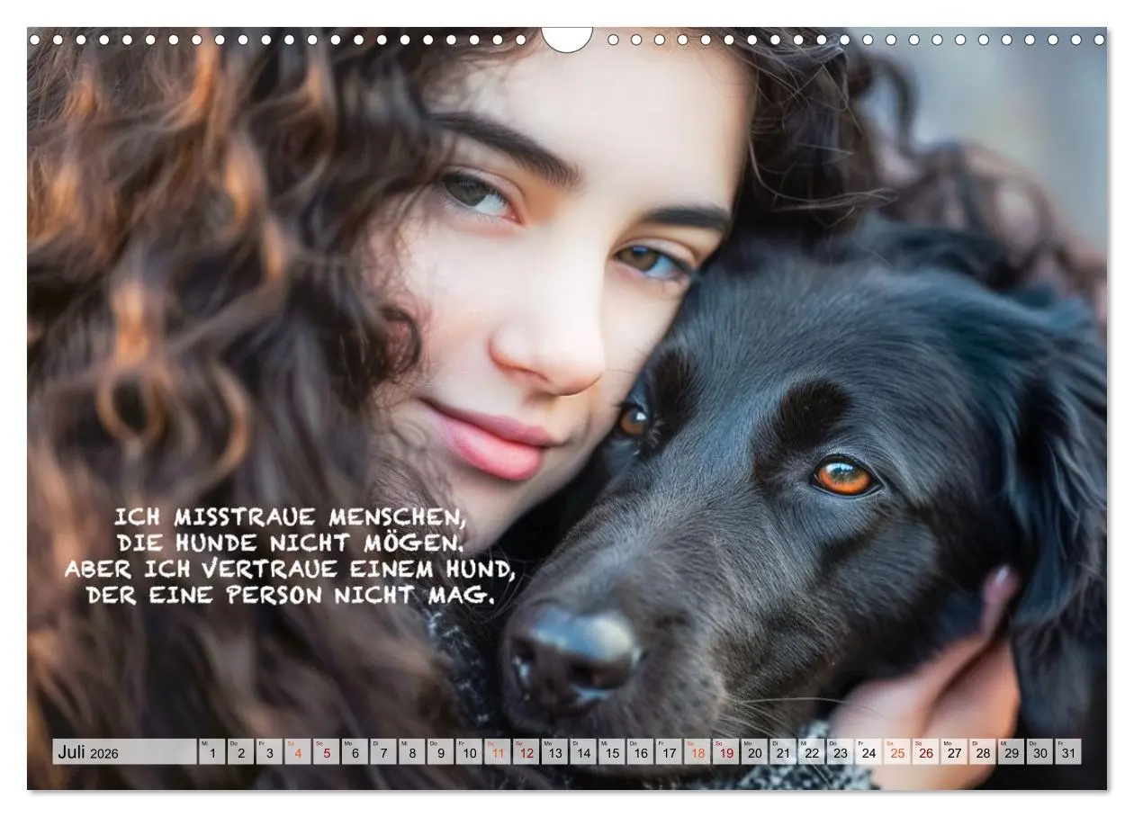 Bild: 9783457378151 | Hunde und berührende Sprüche (Wandkalender 2026 DIN A3 quer),...