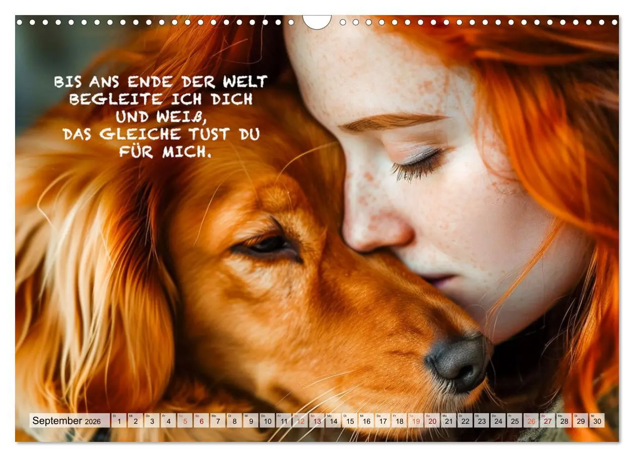 Bild: 9783457378151 | Hunde und berührende Sprüche (Wandkalender 2026 DIN A3 quer),...