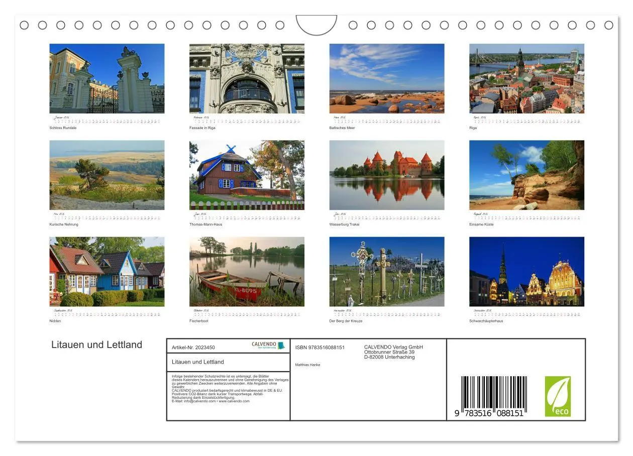 Bild: 9783516088151 | Litauen und Lettland (Wandkalender 2026 DIN A4 quer), CALVENDO...