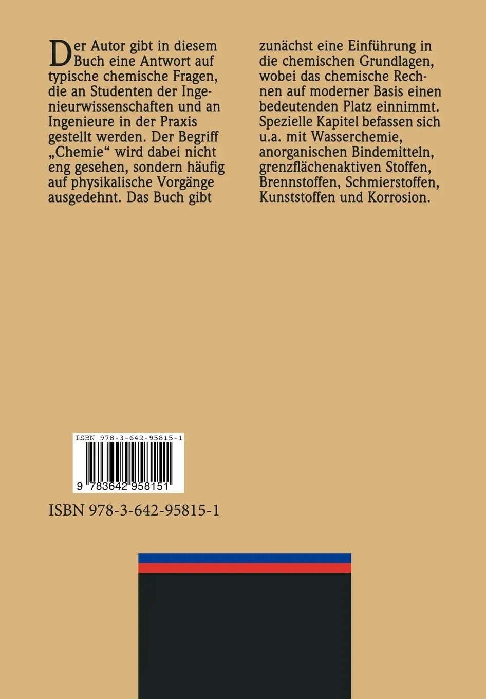 Rückseite: 9783642958151 | Angewandte Chemie für Ingenieure | Christian Jentsch | Taschenbuch