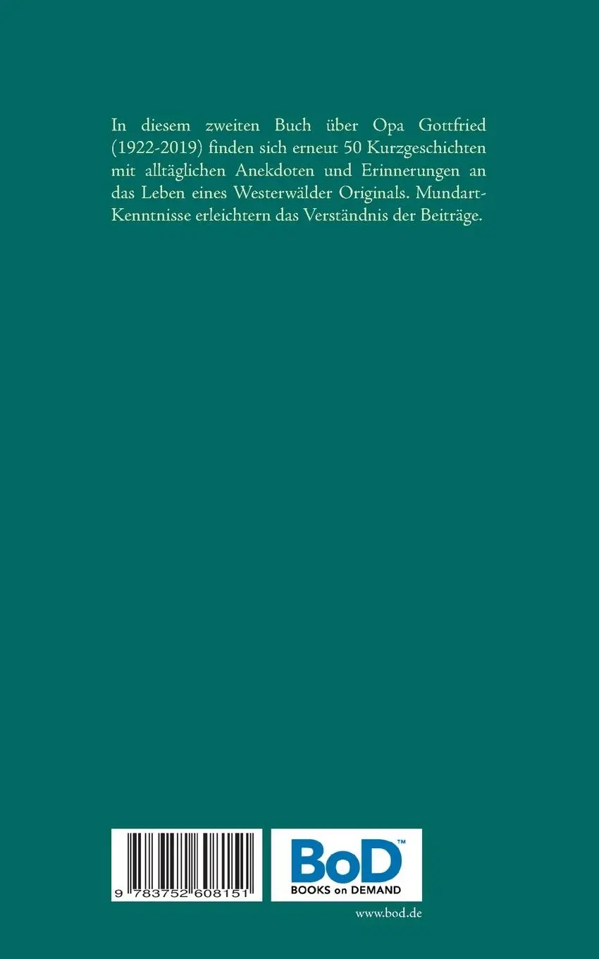 Rückseite: 9783752608151 | Noch mehr Wäller Weisheiten | Erinnerungen an einen Westerwälder Opa