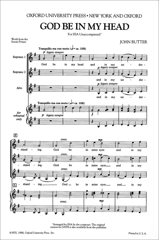 Cover: 9780193858251 | God Be In My Head | John Rutter | Noten | Chorpartitur | 1989