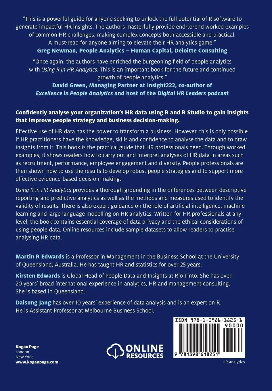 Rückseite: 9781398618251 | Using R in HR Analytics | A Practical Guide to Analysing People Data