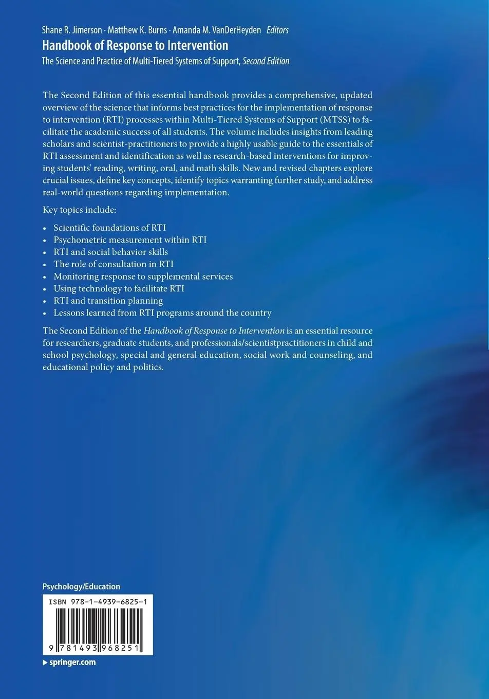 Rückseite: 9781493968251 | Handbook of Response to Intervention | Shane R. Jimerson (u. a.) | xxv