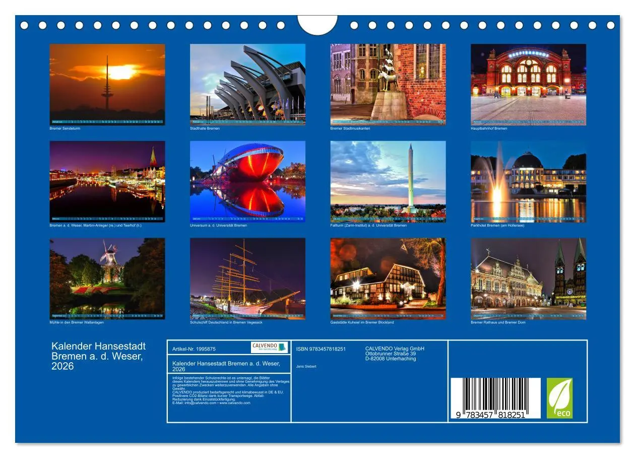 Bild: 9783457818251 | Kalender Hansestadt Bremen a. d. Weser, 2026 (Wandkalender 2026 DIN...