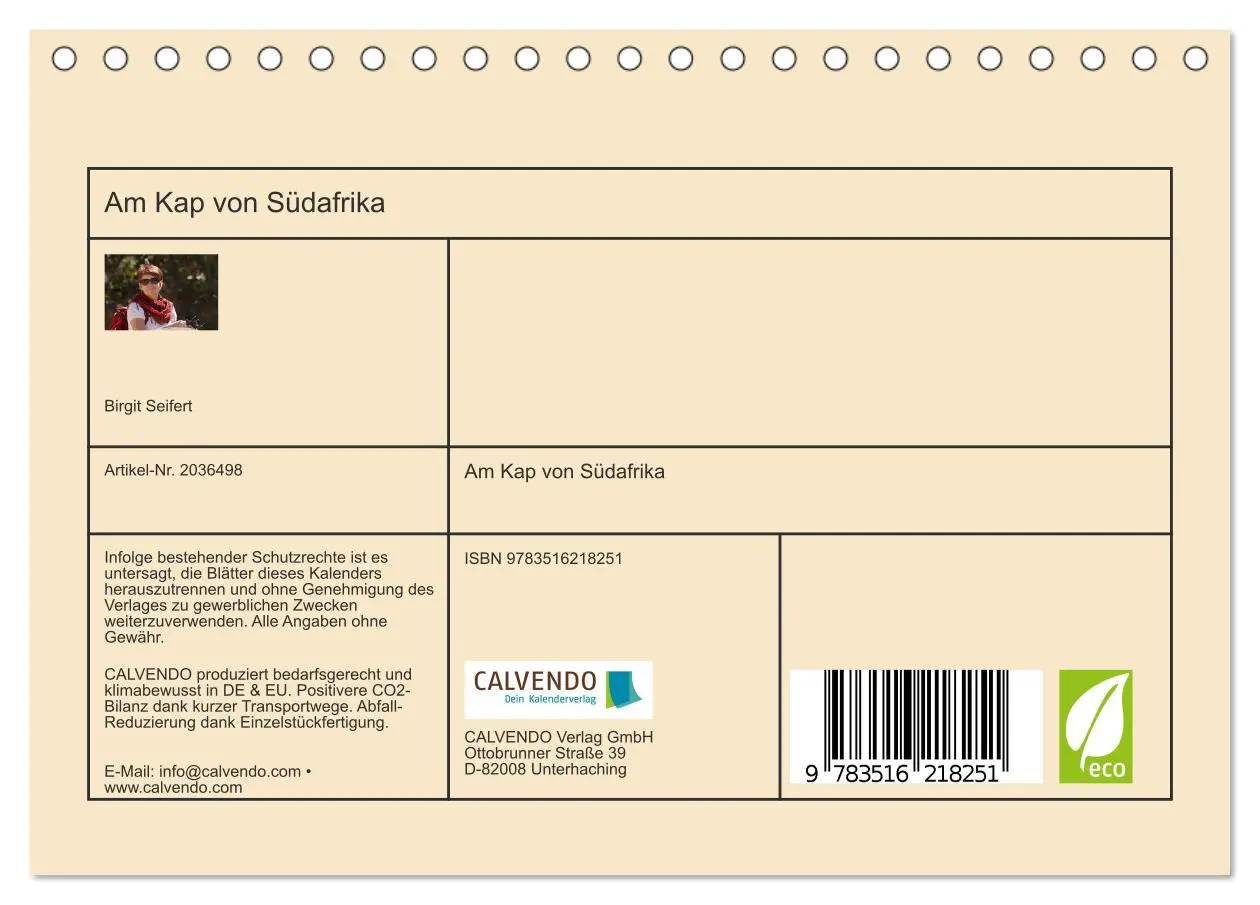 Bild: 9783516218251 | Am Kap von Südafrika (Tischkalender 2026 DIN A5 quer), CALVENDO...