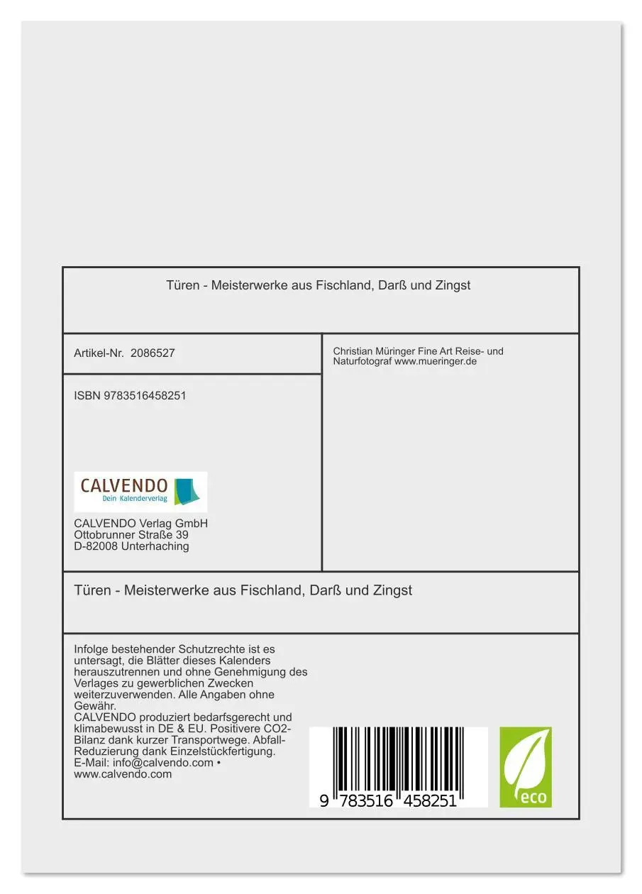 Bild: 9783516458251 | Türen - Meisterwerke aus Fischland, Darß und Zingst (Tischkalender...