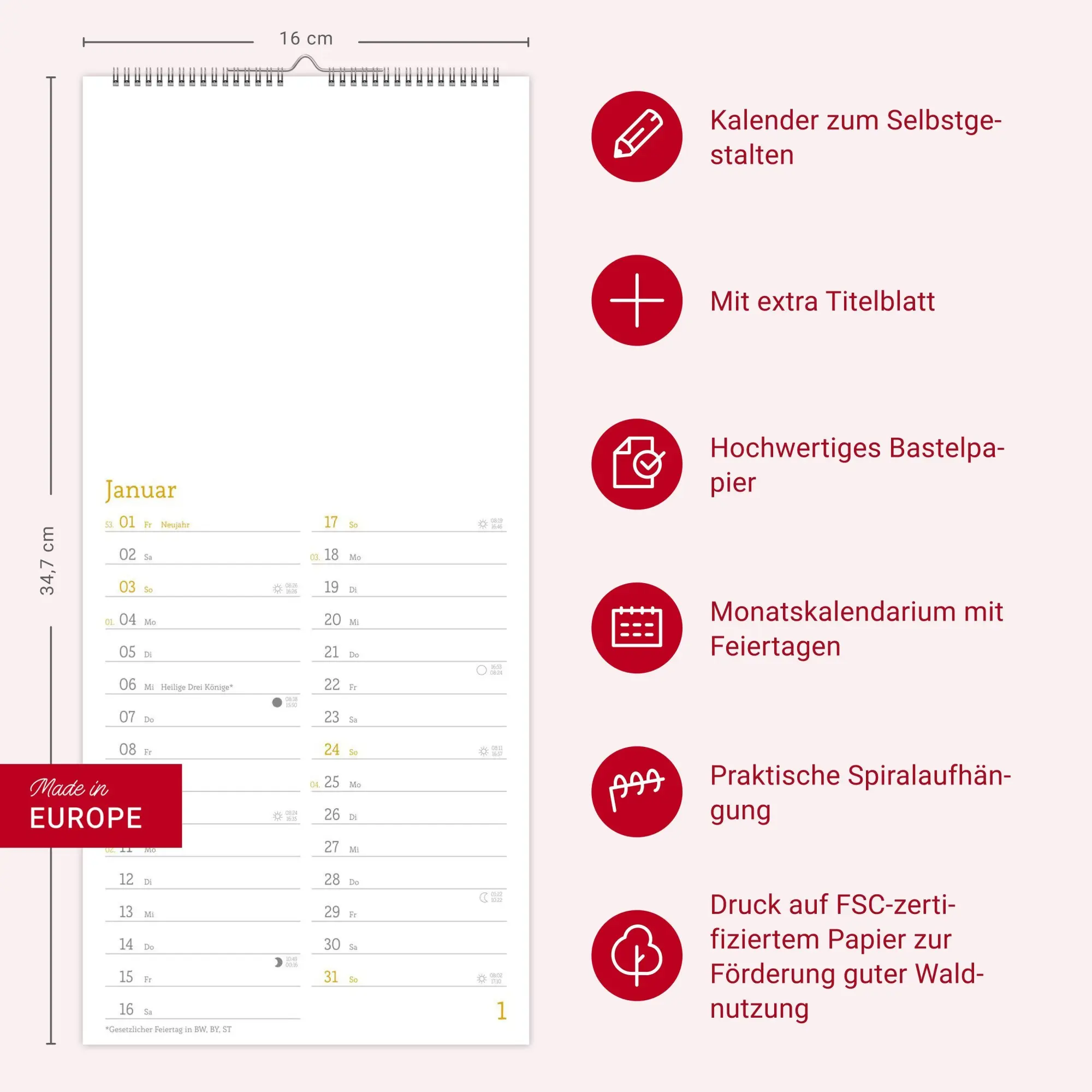 Bild: 9783756418251 | Kalender zum Selbstgestalten 2027 | Heye | Kalender | Spiralbindung