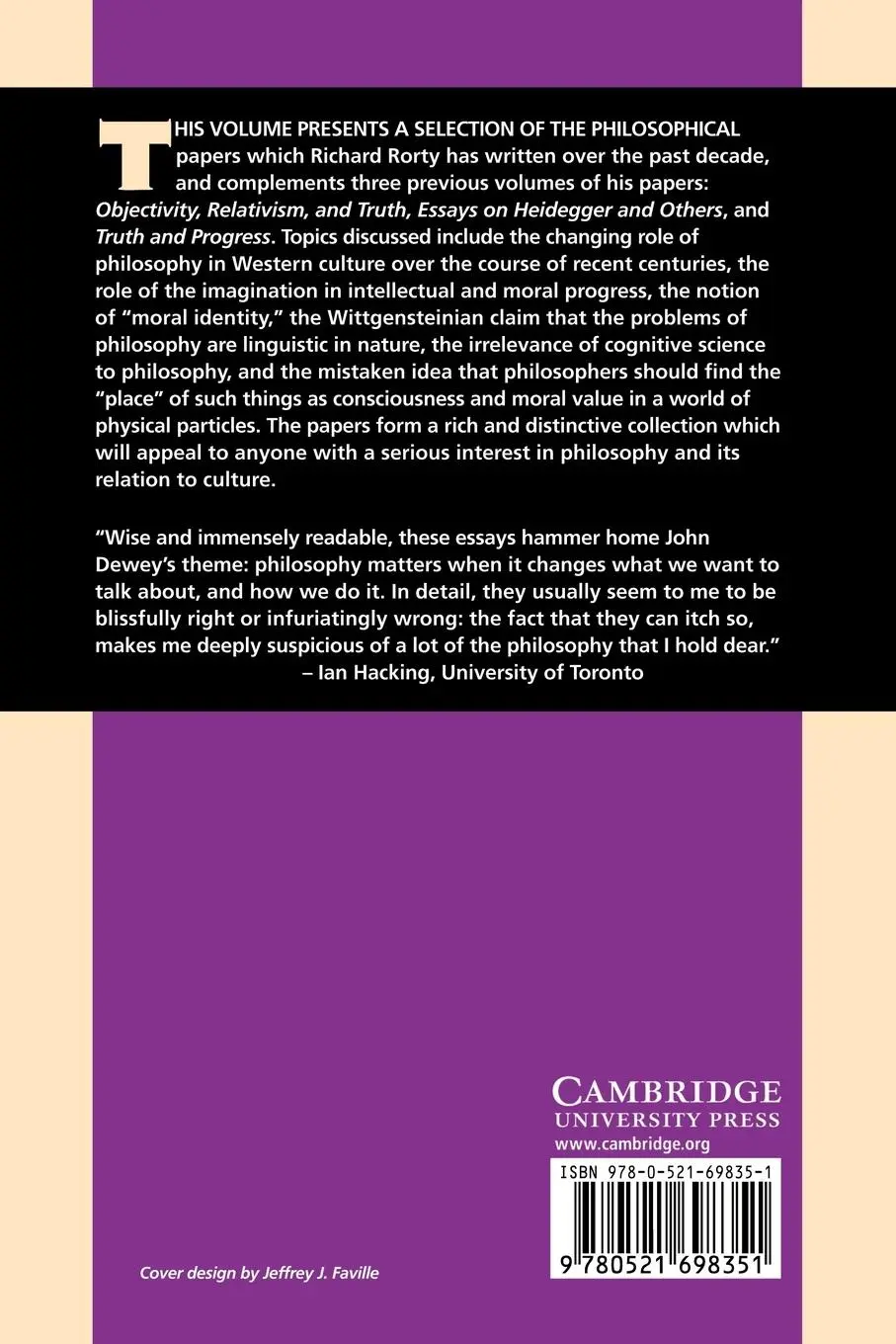 Rückseite: 9780521698351 | Philosophy as Cultural Politics | Richard Rorty | Taschenbuch | 2007