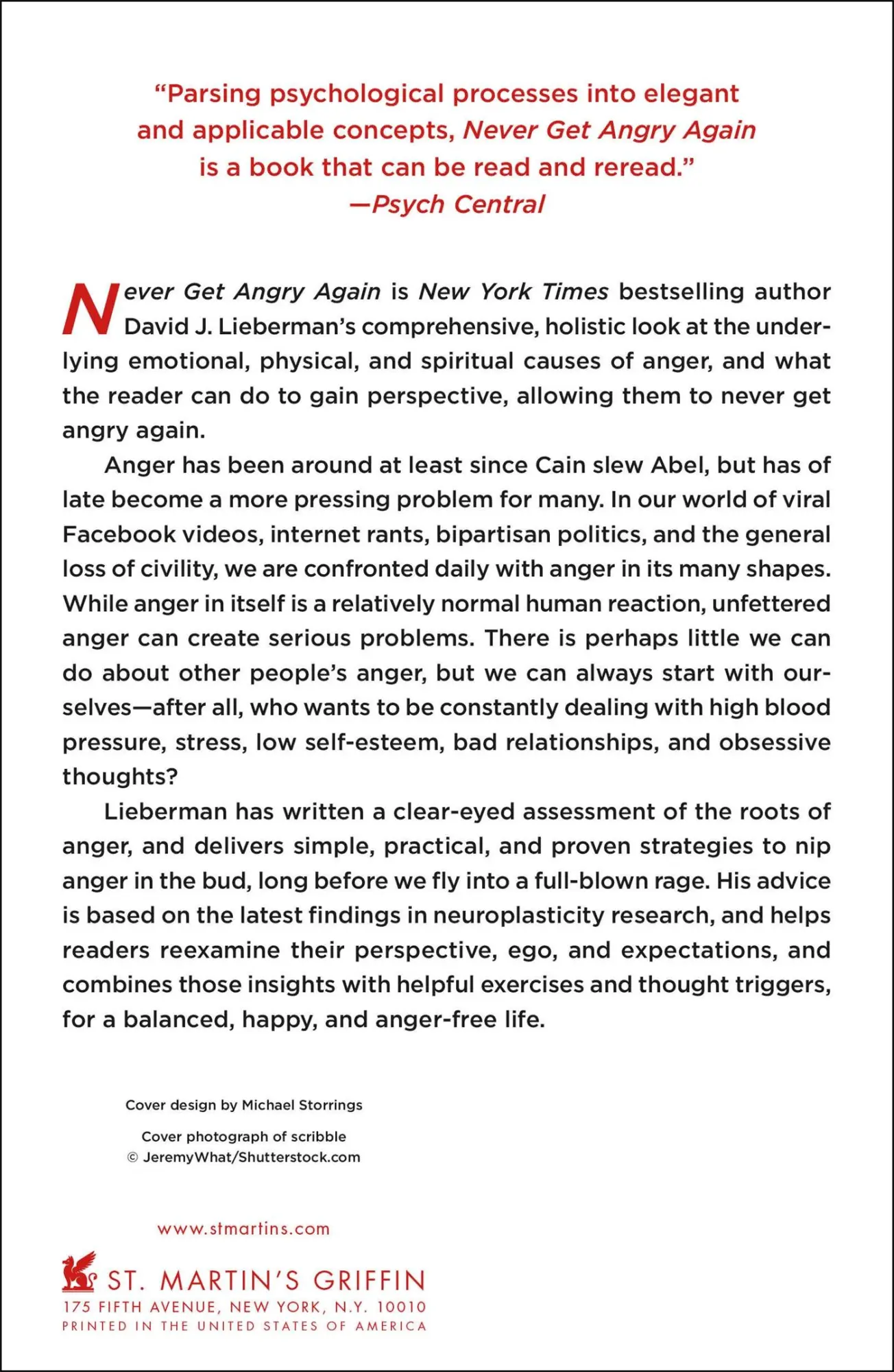 Rückseite: 9781250308351 | Never Get Angry Again | David J Lieberman | Taschenbuch | Englisch