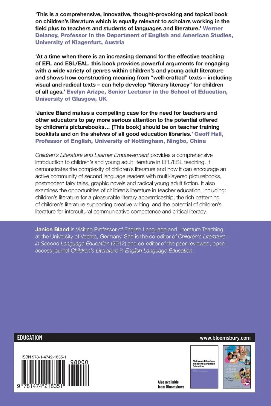Rückseite: 9781474218351 | Children's Literature and Learner Empowerment | Janice Bland | Buch