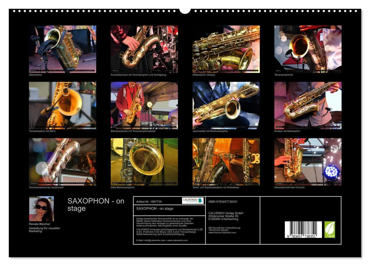 Bild: 9783457738351 | SAXOPHON - on stage (hochwertiger Premium Wandkalender 2026 DIN A2...