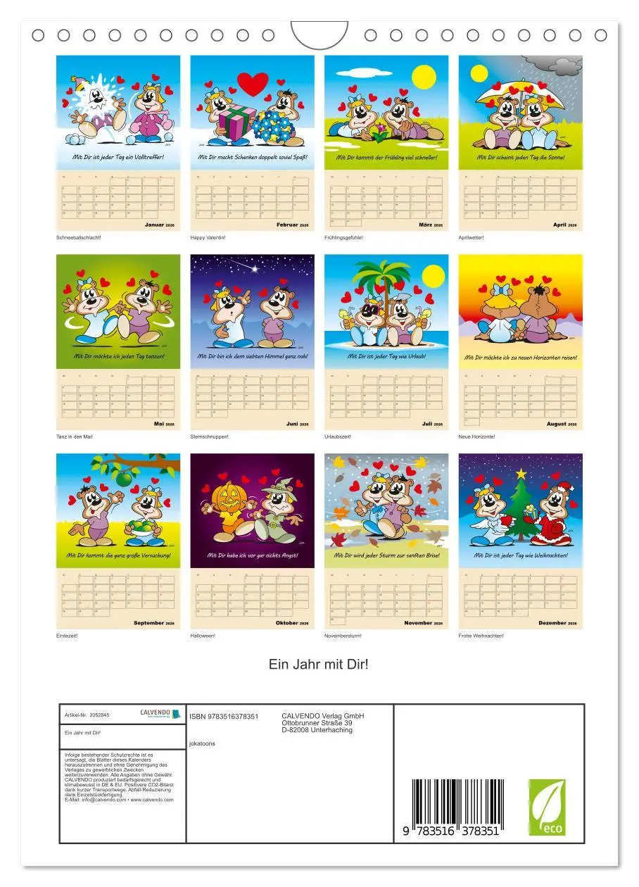 Bild: 9783516378351 | Ein Jahr mit Dir! (Wandkalender 2026 DIN A4 hoch), CALVENDO...