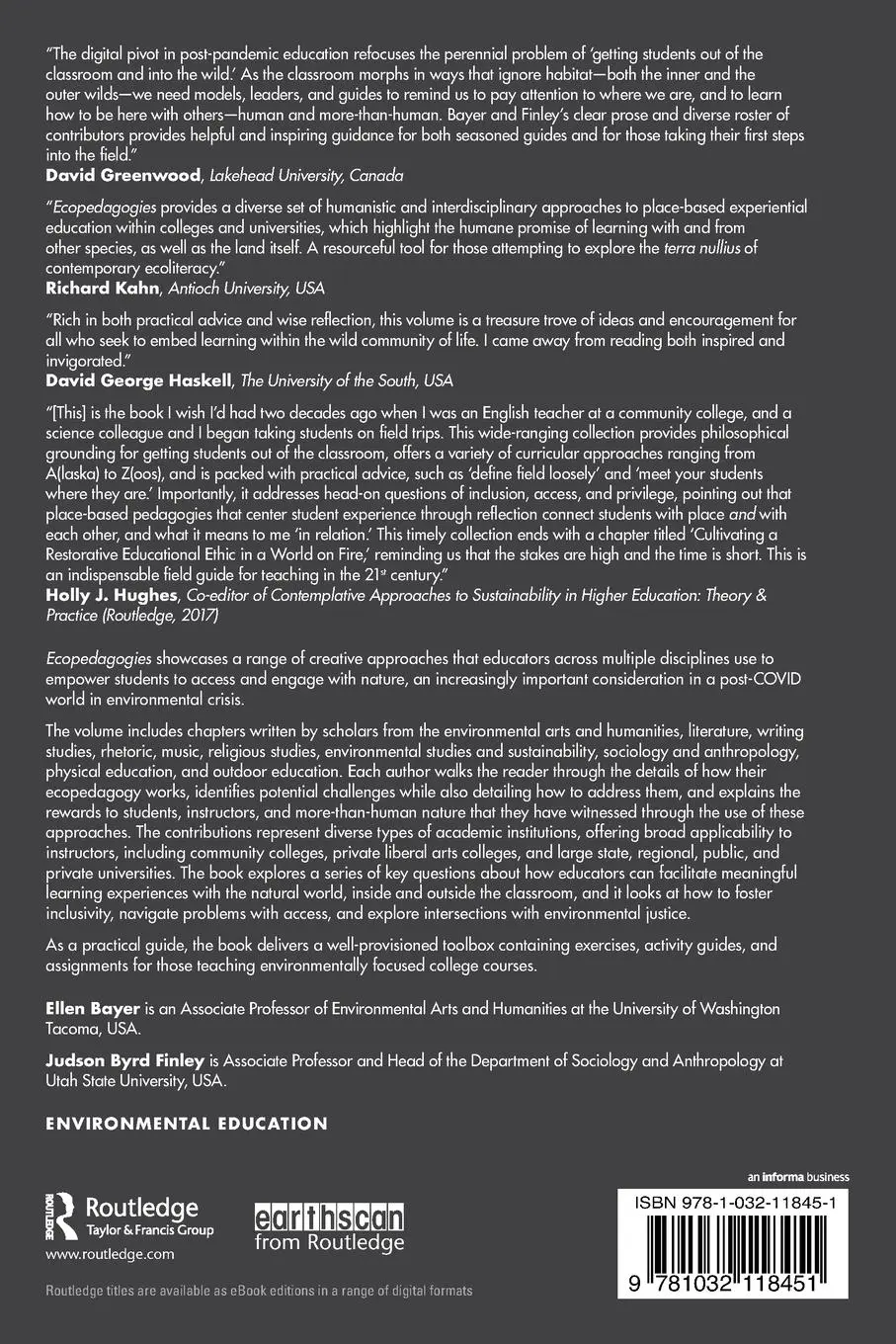 Rückseite: 9781032118451 | Ecopedagogies | Practical Approaches to Experiential Learning | Buch