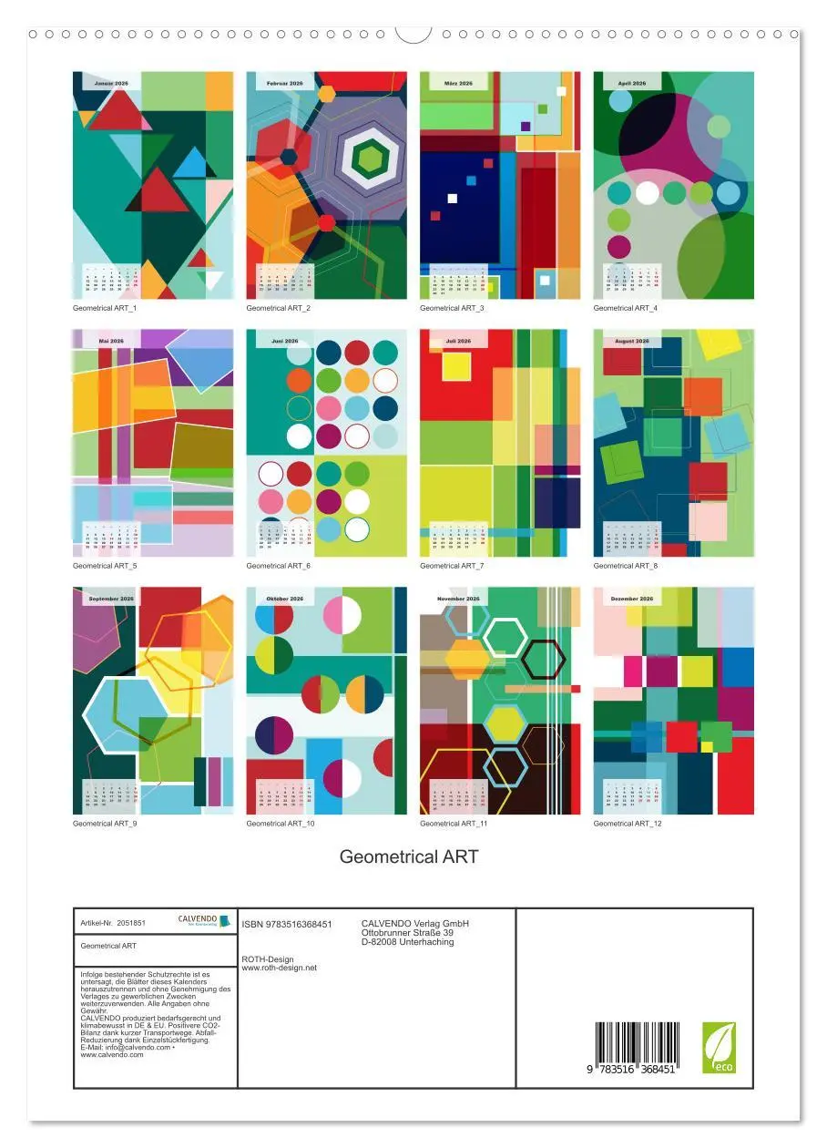 Bild: 9783516368451 | Geometrical ART (hochwertiger Premium Wandkalender 2026 DIN A2...