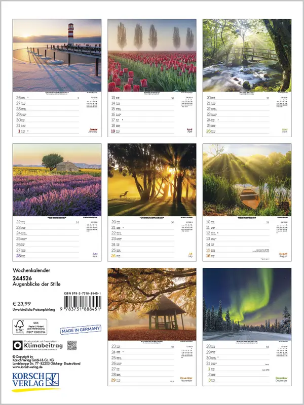 Bild: 9783731888451 | Augenblicke der Stille 2026 | Verlag Korsch | Kalender | 54 S. | 2026