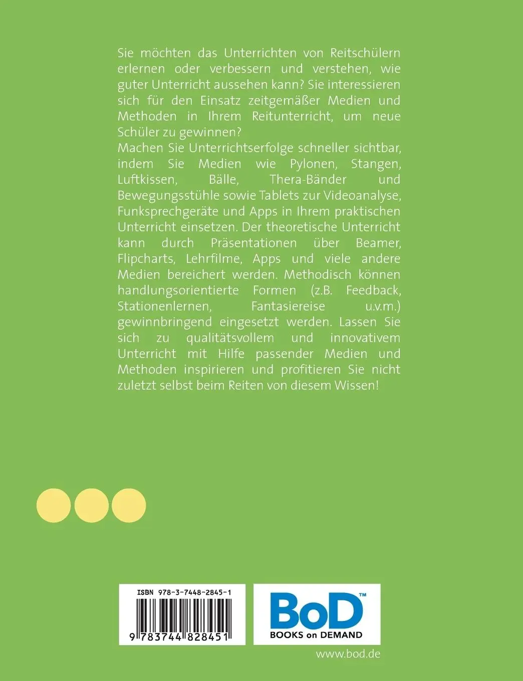 Rückseite: 9783744828451 | Besser unterrichten | Neue Medien und Methoden im Reitunterricht