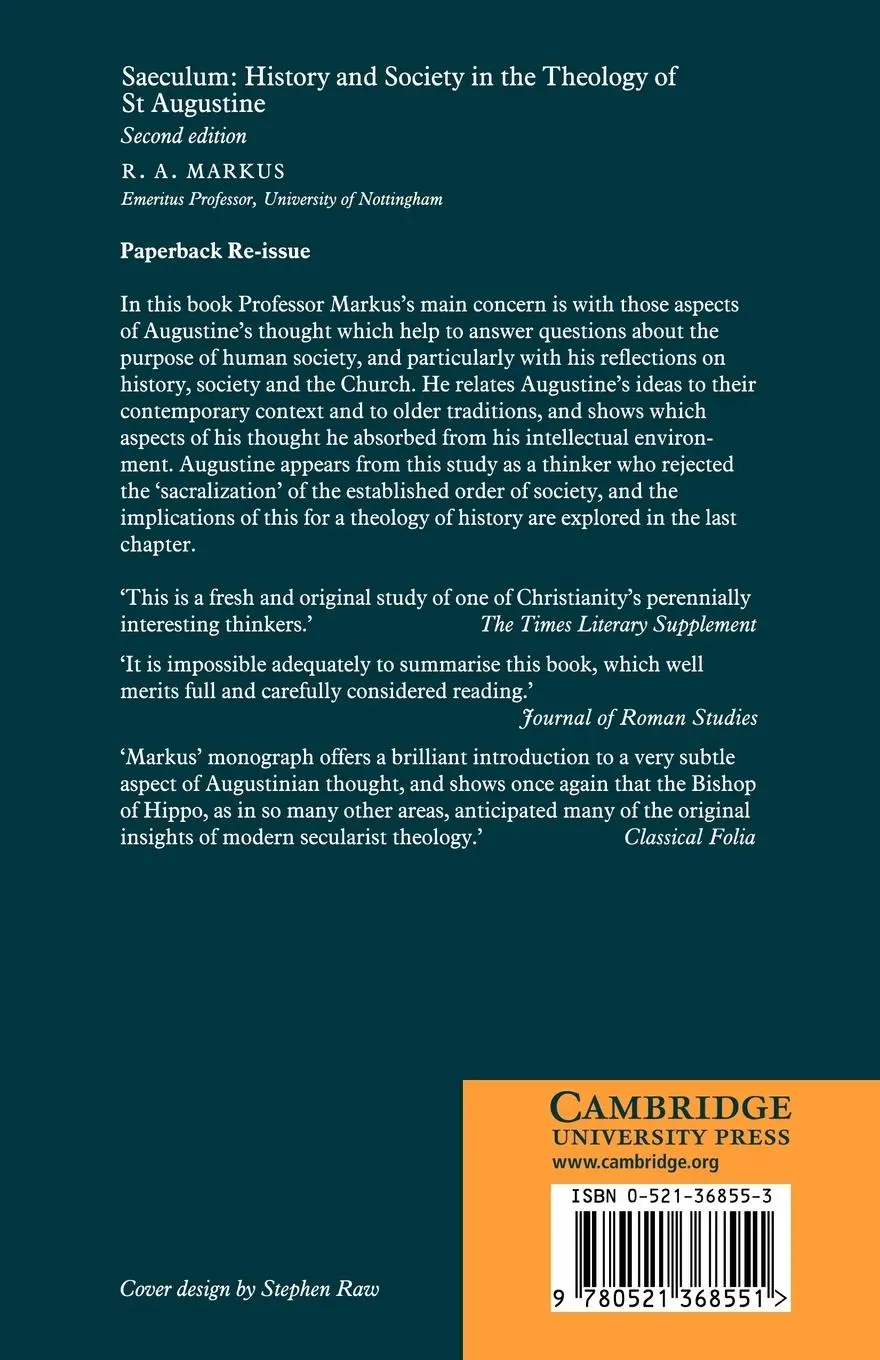 Rückseite: 9780521368551 | Saeculum | History and Society in the Theology of St Augustine | Buch