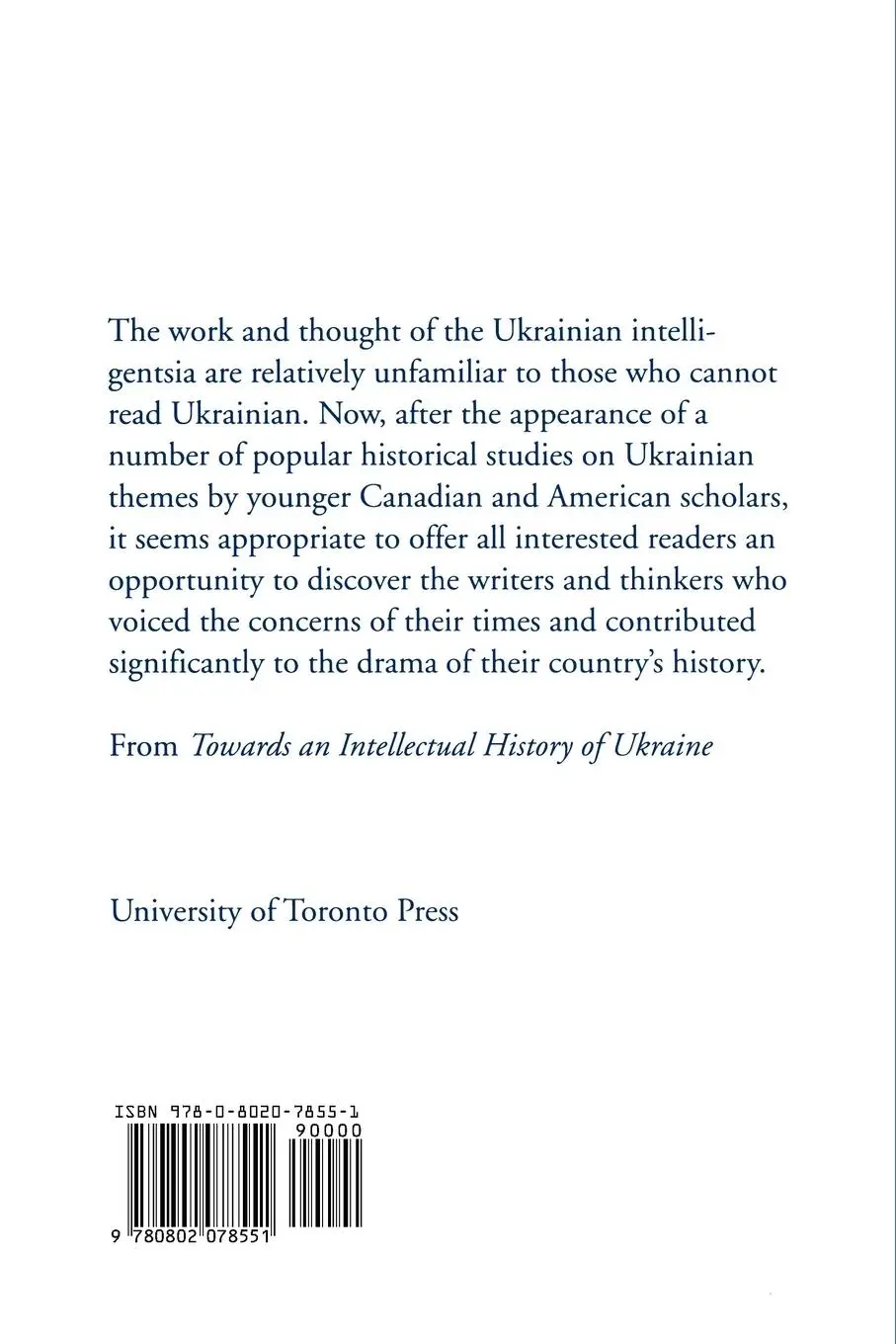Rückseite: 9780802078551 | Towards an Intellectual History of Ukraine | Ralph Lindheim (u. a.)