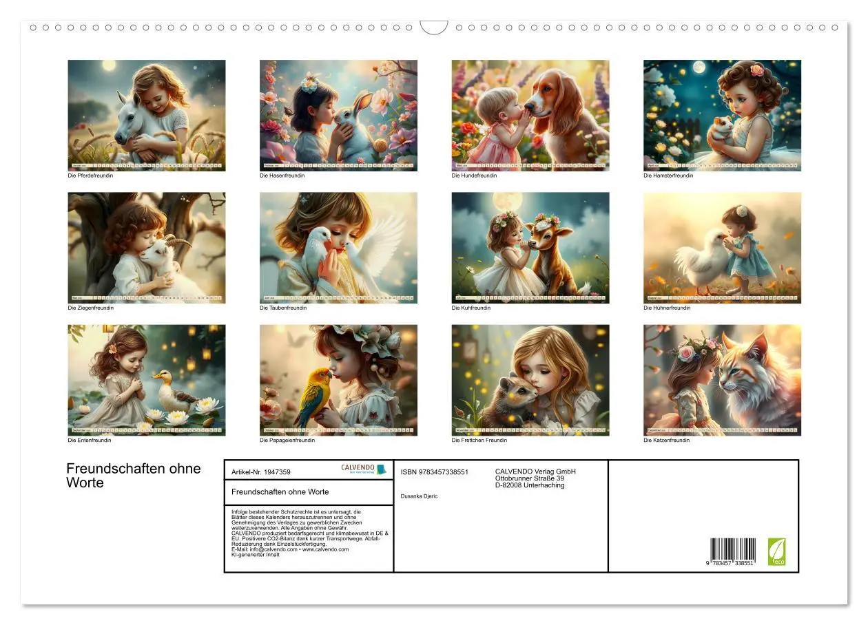 Bild: 9783457338551 | Freundschaften ohne Worte (Wandkalender 2026 DIN A2 quer), CALVENDO...