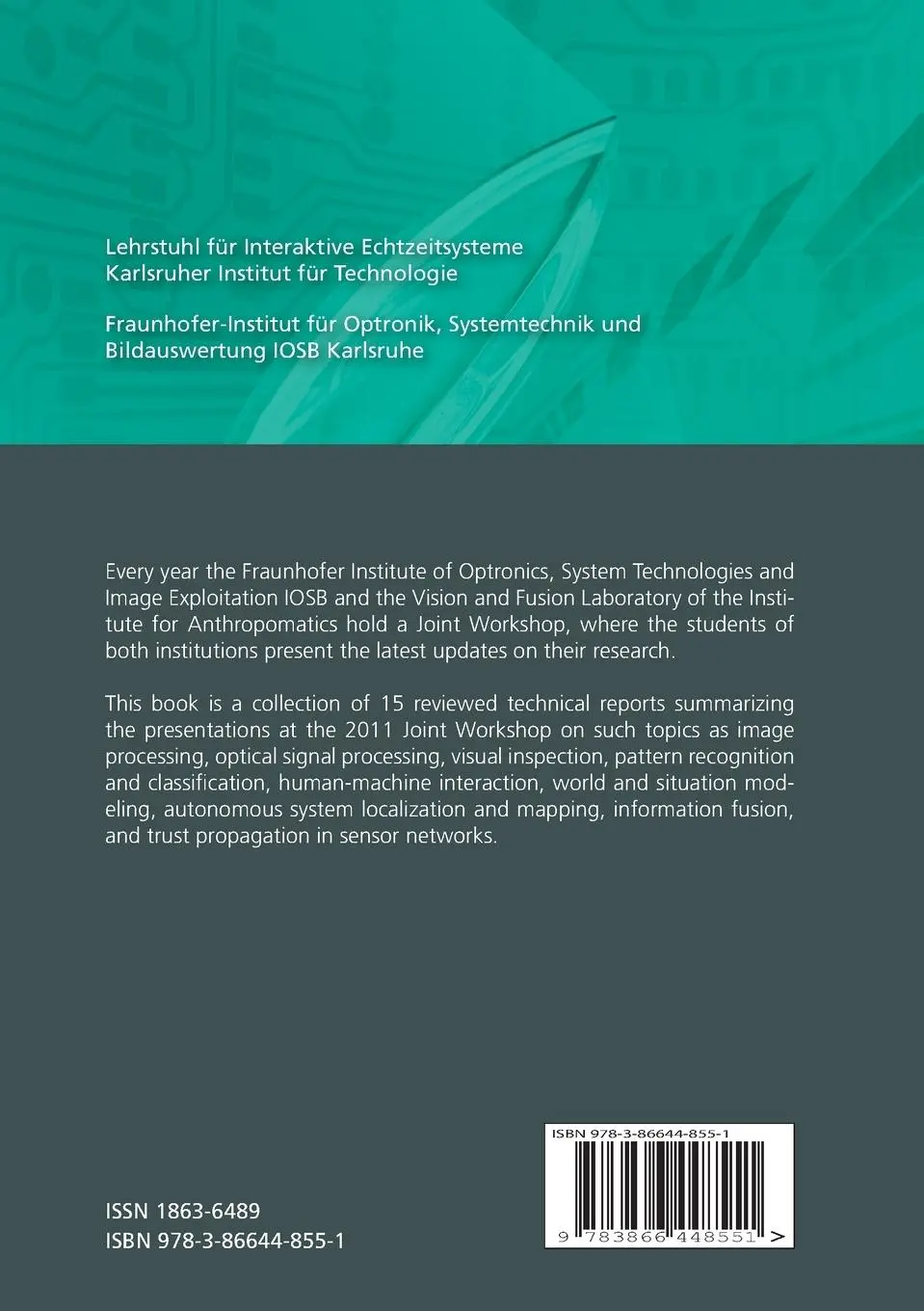 Rückseite: 9783866448551 | Proceedings of the 2011 Joint Workshop of Fraunhofer IOSB and...