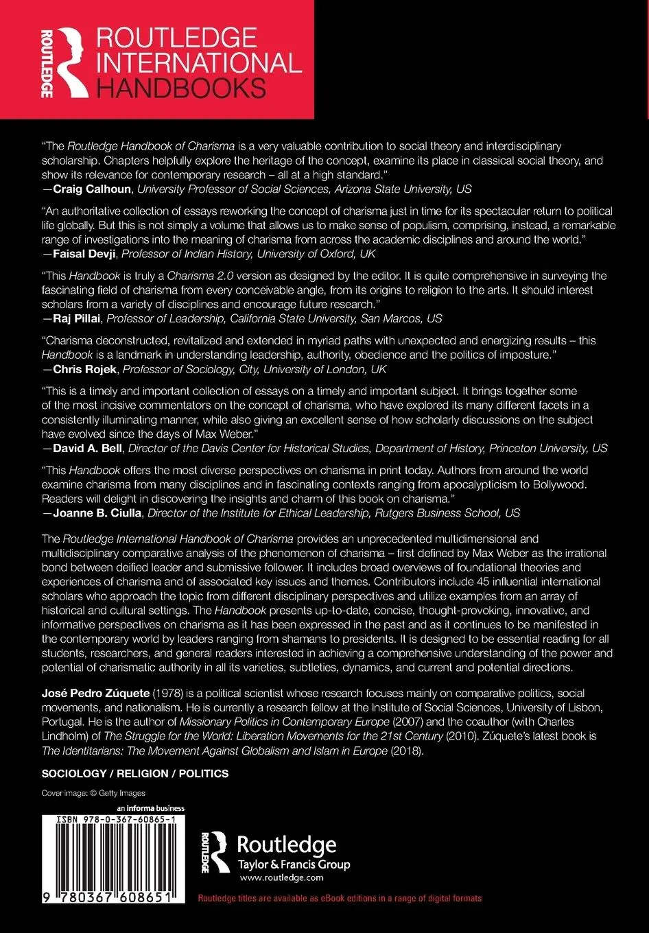 Rückseite: 9780367608651 | Routledge International Handbook of Charisma | José Pedro Zúquete