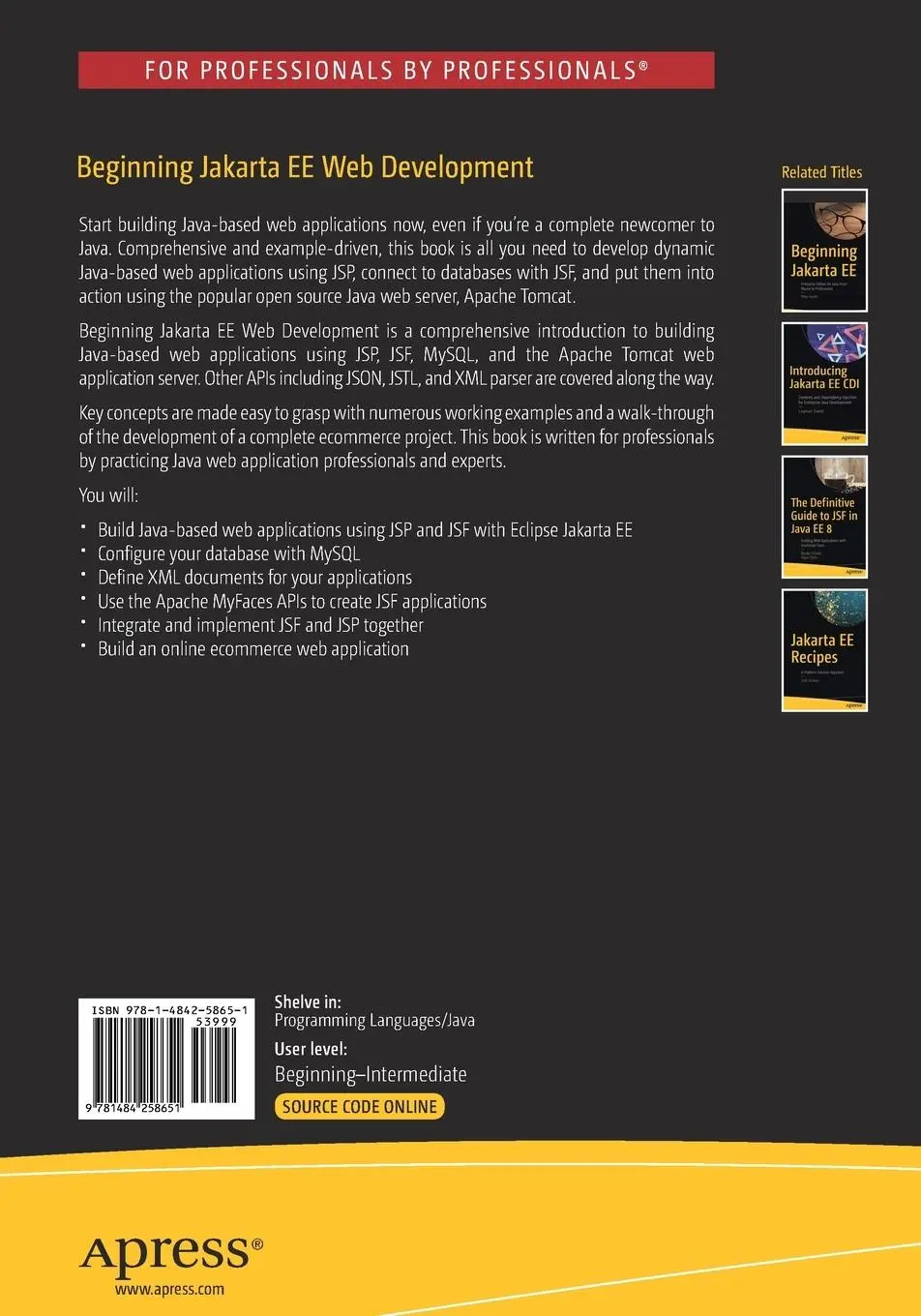 Rückseite: 9781484258651 | Beginning Jakarta EE Web Development | Giulio Zambon (u. a.) | Buch