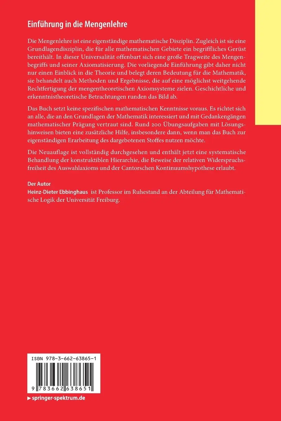 Rückseite: 9783662638651 | Einführung in die Mengenlehre | Heinz-Dieter Ebbinghaus | Taschenbuch