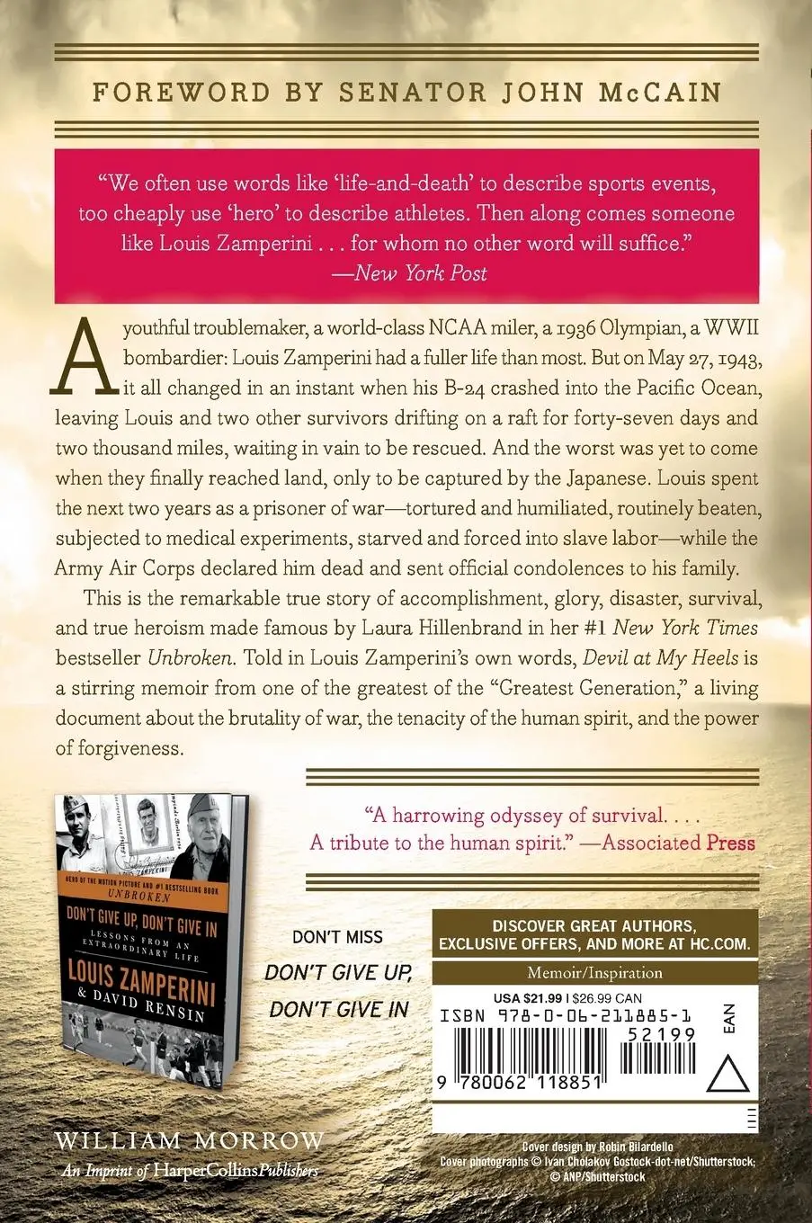 Rückseite: 9780062118851 | Devil at My Heels | Louis Zamperini (u. a.) | Taschenbuch | Englisch
