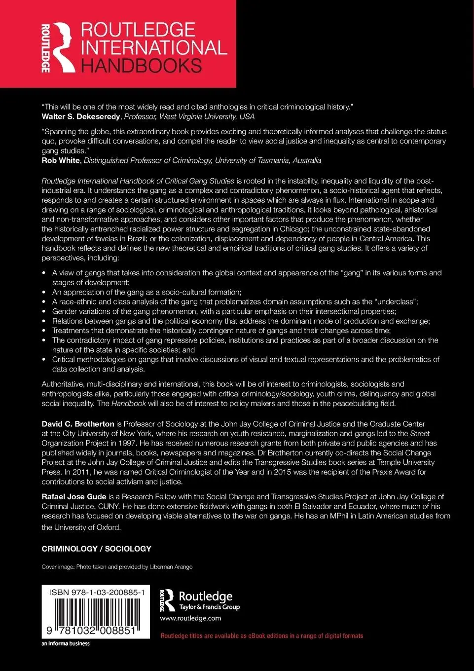 Rückseite: 9781032008851 | Routledge International Handbook of Critical Gang Studies | Buch