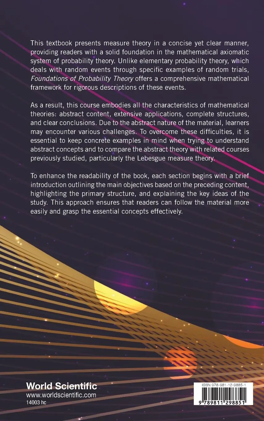 Rückseite: 9789811298851 | FOUNDATION OF PROBABILITY THEORY | Yong-Hua Mao Feng-Yu Wang | Buch