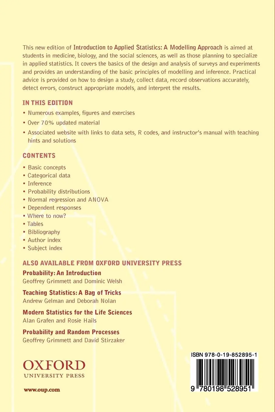 Rückseite: 9780198528951 | Introduction to Applied Statistics | A Modelling Approach | Buch