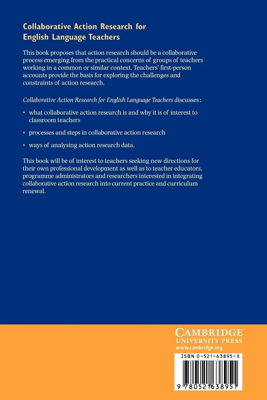 Rückseite: 9780521638951 | Collaborative Action Research for English Language Teachers | Buch
