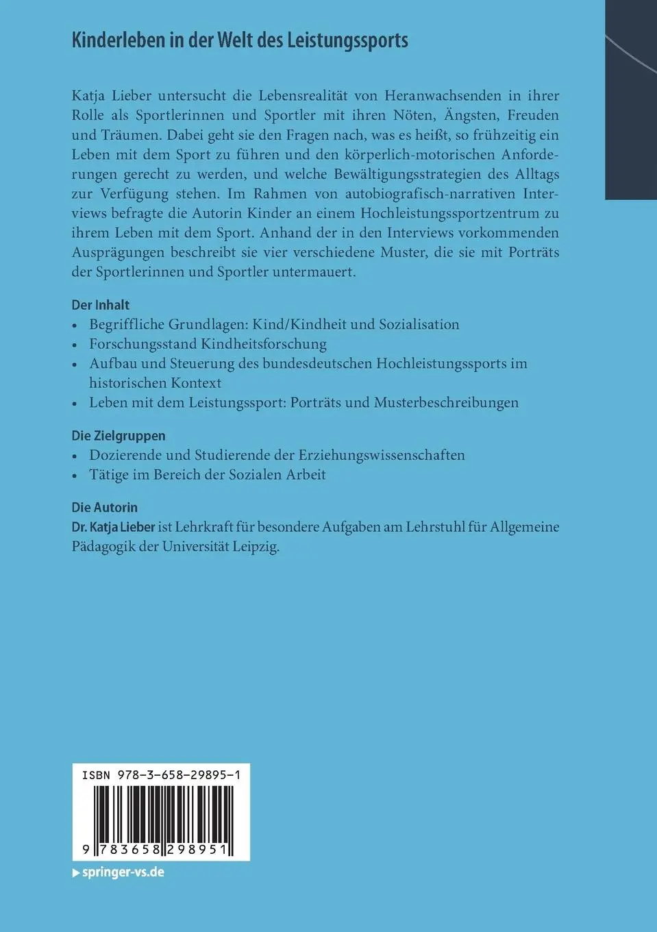Rückseite: 9783658298951 | Kinderleben in der Welt des Leistungssports | Katja Lieber | Buch