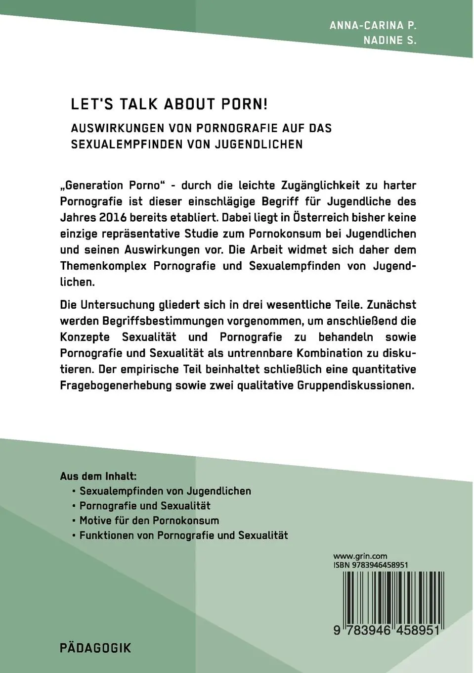 Rückseite: 9783946458951 | Let's talk about porn! Auswirkungen von Pornografie auf das...