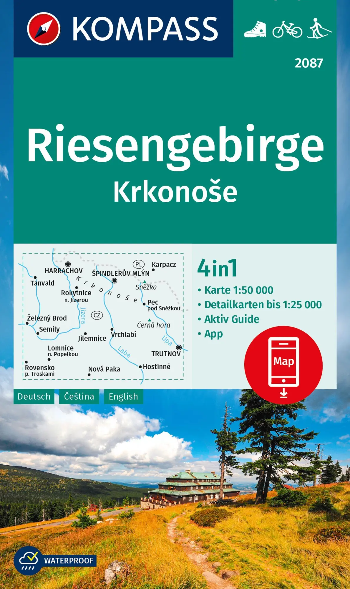 Cover: 9783991218951 | KOMPASS Wanderkarte 2087 Riesengebirge, Krkonose 1:50.000 | 2 Bde/Tle
